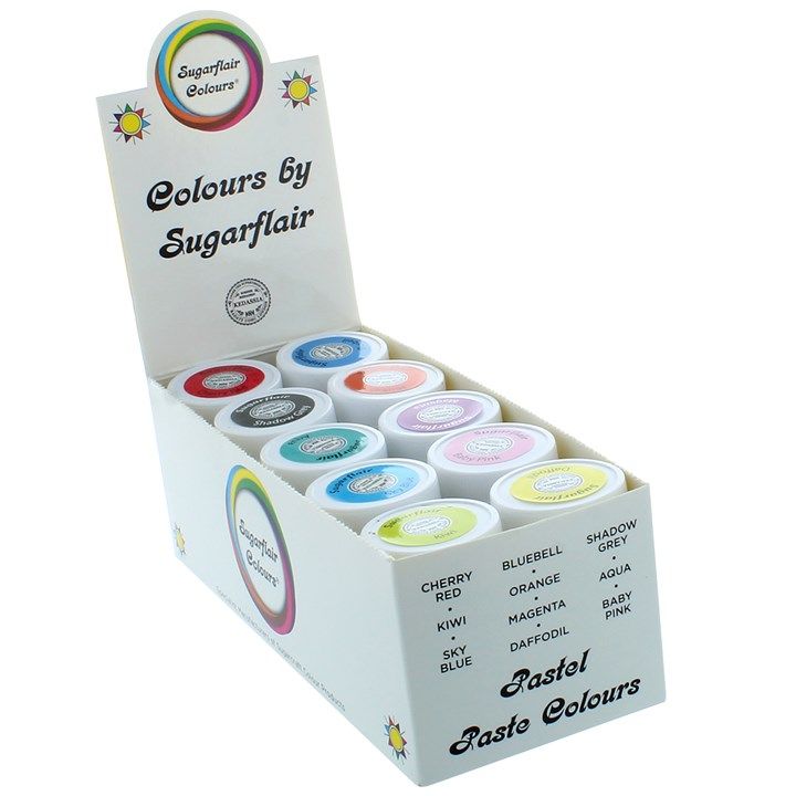 Sugarflair Paste Colours 25g - Pastel Colours Set3 - 10 colours - Titanium