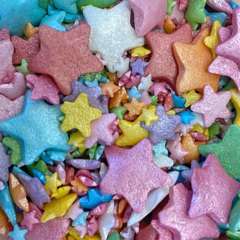 Purple Cupcakes Sprinkles - Mixed Sized Stars 60g - MULTI COLOURS