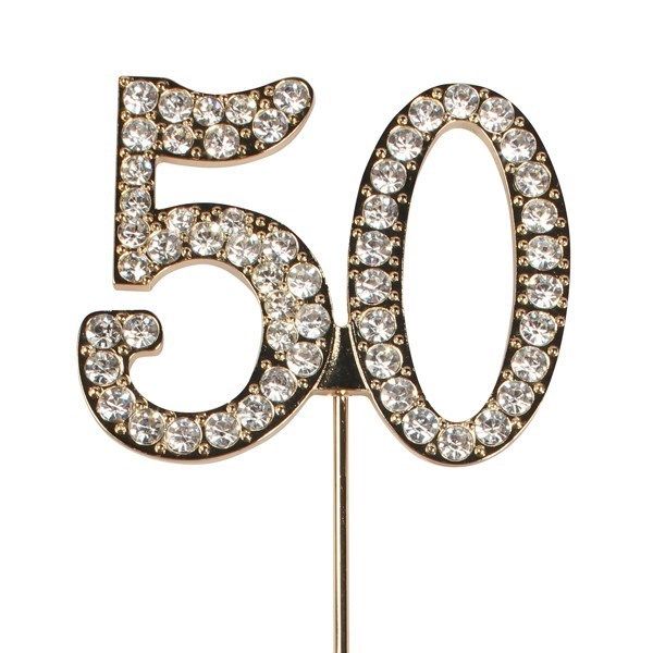 Diamante 50th Pick on Gold Stem - Cake Star
