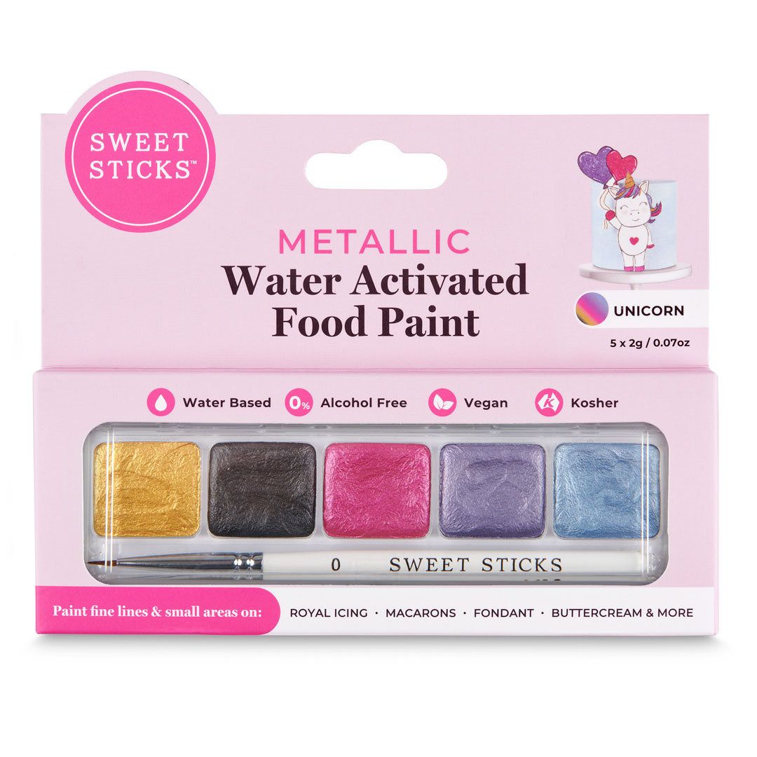 Sweet Sticks - Water Activated Food Paint with brush - Mini Palette - Unicorn