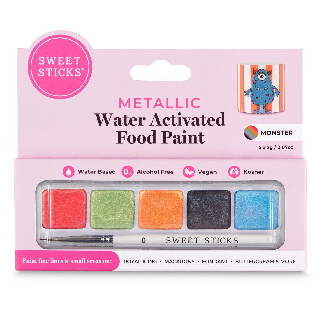 Sweet Sticks - Water Activated Food Paint with brush - Mini Palette - Monst