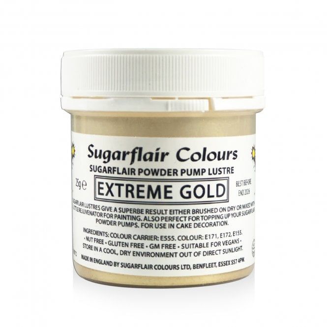 Sugarflair Powder Pump Lustre 25g - Extreme Gold