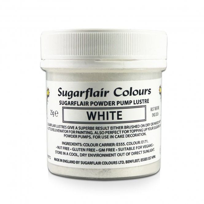 Sugarflair Powder Pump Lustre 25g - White