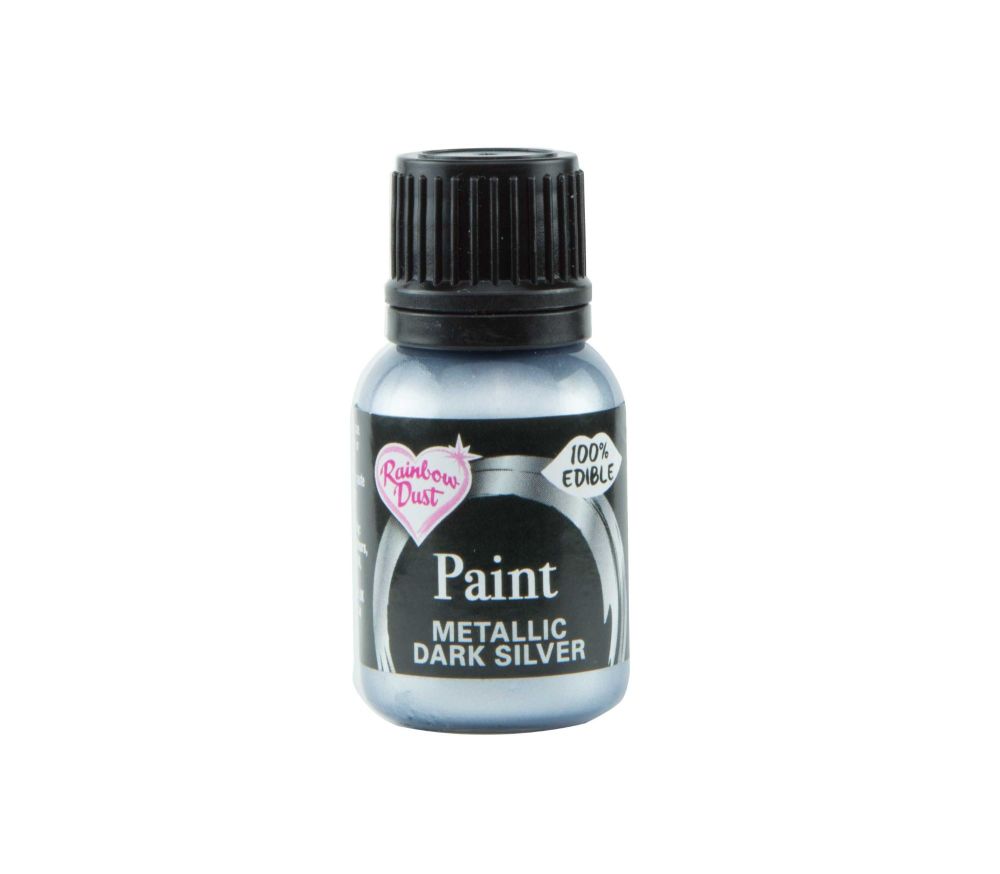 Metallic Food Paint - Metallic Dark Silver 25g - Rainbow Dust