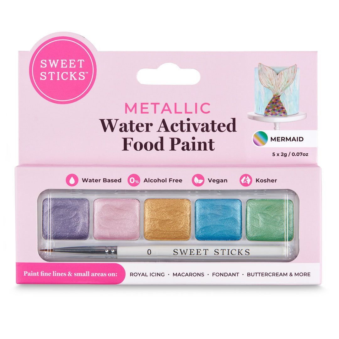 Sweet Sticks - Water Activated Food Paint with brush - Mini Palette - Mermaid