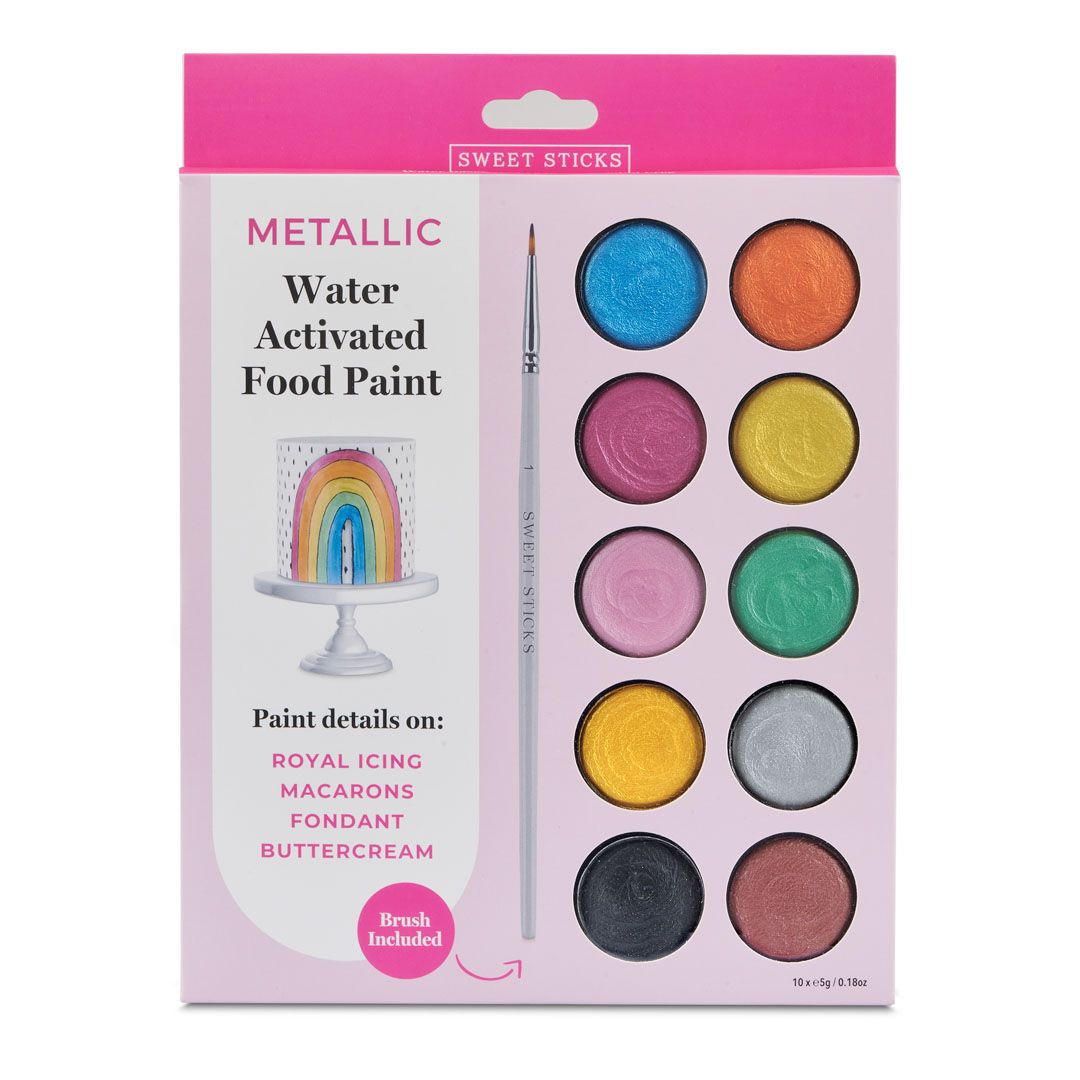 Sweet Sticks - Metallic Water Activated Food Paint with brush - Colour Pale