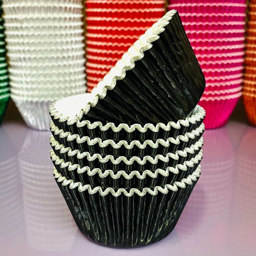Cupcake Cases FOIL - Black