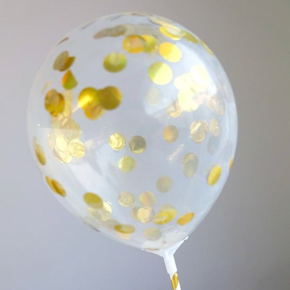 Mini Confetti Cake Balloons - Gold Metallic - 2 pack