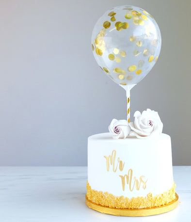 Mini Confetti Cake Balloons - Gold Metallic - 2 pack