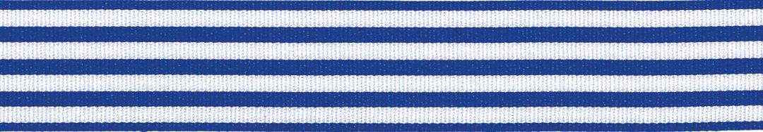 Woven Ribbon: Stripes - ROYAL BLUE & White - 16mm x 5mtrs