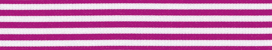 Woven Ribbon: Stripes - FUCHSIA & White - 16mm x 5mtrs