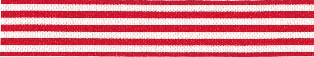 Woven Ribbon: Stripes - RED & White - 16mm x 5mtrs