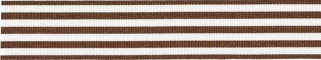 Woven Ribbon: Stripes - BROWN & White - 16mm x 5mtrs