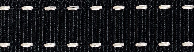 Ribbon: Stitched Grosgrain - Black and Ivory - 15mm x 5mtrs