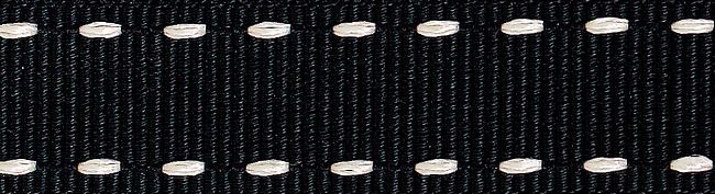Ribbon: Stitched Grosgrain - Black and Ivory - 15mm x 5mtrs