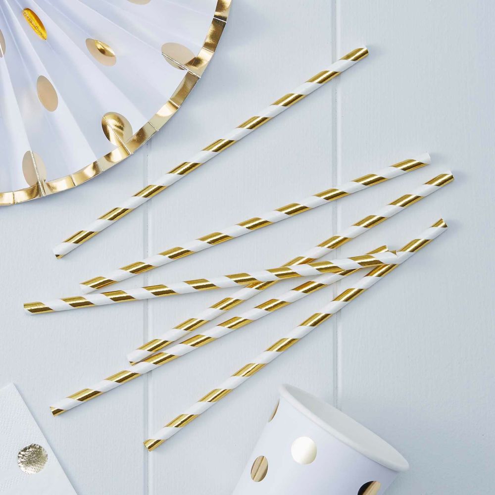 Ginger Ray - Paper Straws - Gold Metallic (pack of 25)