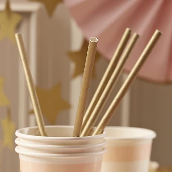 Ginger Ray - Paper Straws - Gold (pack of 25)