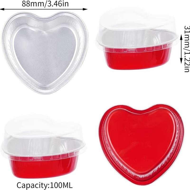Heart Shaped Cupcake Tins (Pack of 6) - RED