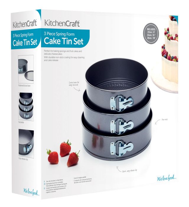 KitchenCraft - Three (3) Piece Non-Stick Spring Form Cake Tin Set