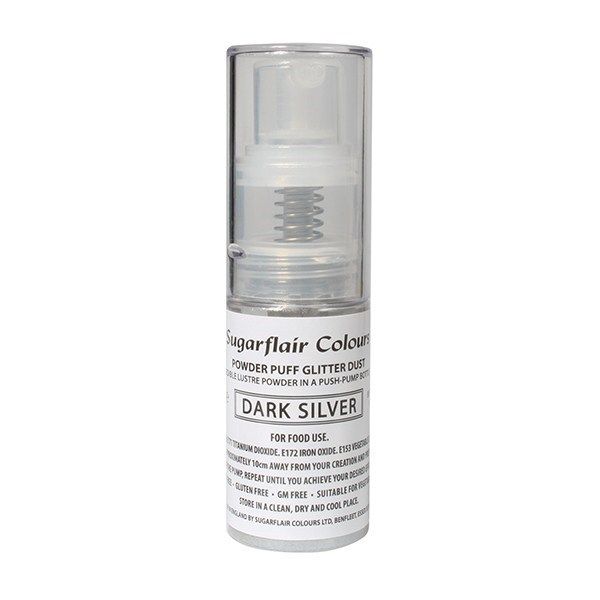 Sugarflair Glitter Dust Spray - Dark Silver - 10g