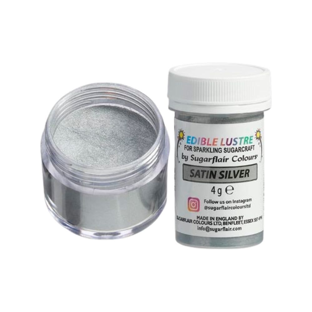 Sugarflair Edible Lustre Dust 4g - SATIN SILVER