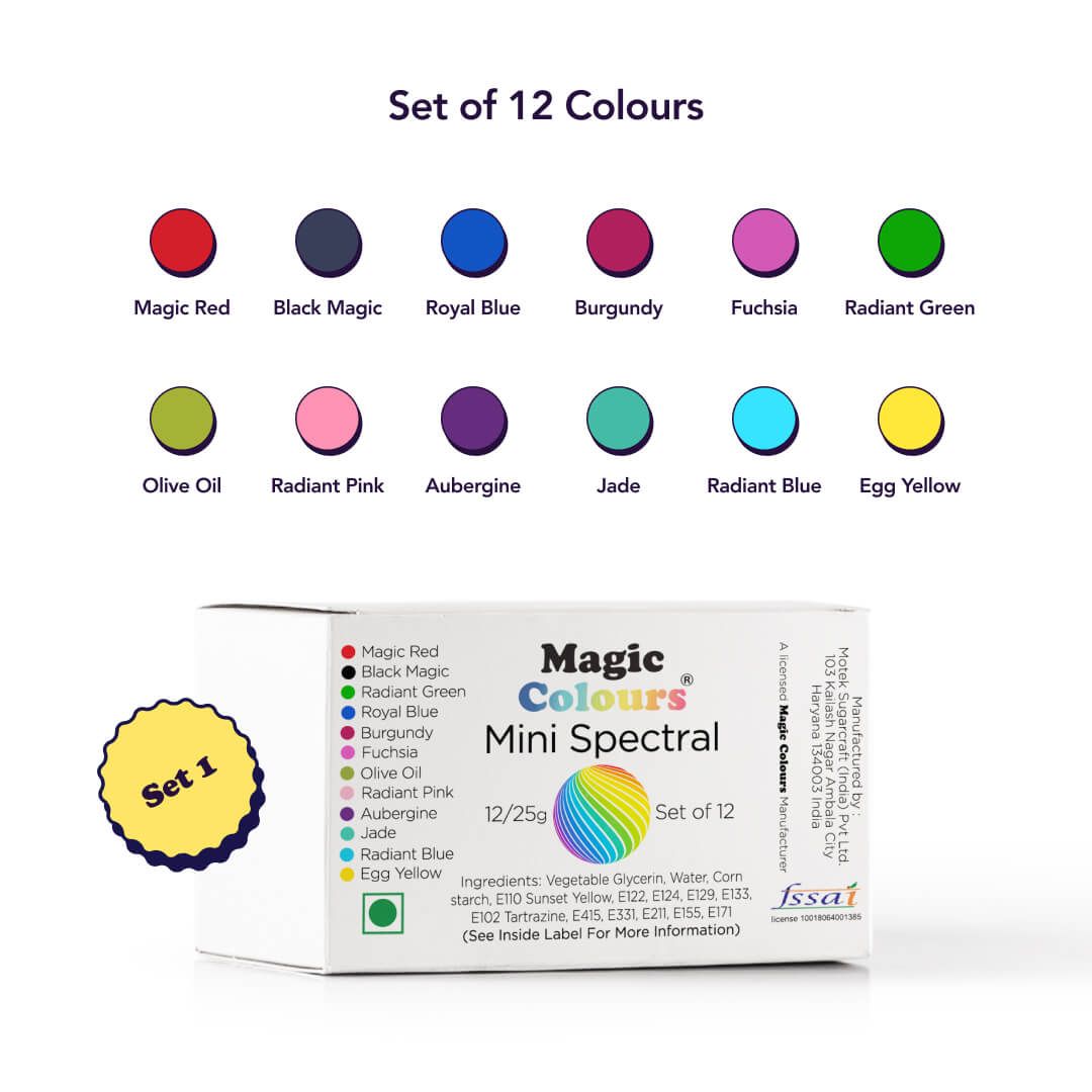 Magic Colours Spectral Radiant Food Gel Colour (pack of 12 colours) - SET 1