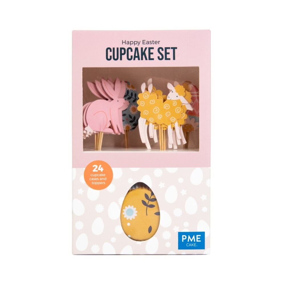Cupcake Set - (24 Cupcake Cases And Toppers) - Happy Easter
