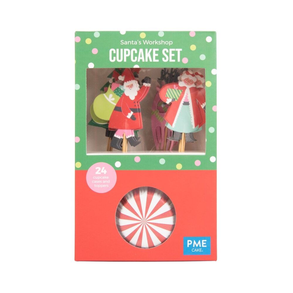 Cupcake Set - (24 Cupcake Cases And Toppers) - Santas Workshop