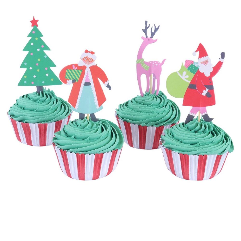 Cupcake Set - (24 Cupcake Cases And Toppers) - Santas Workshop