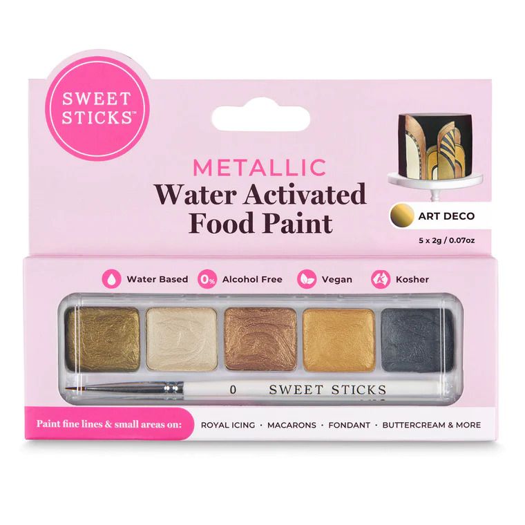 Sweet Sticks - Water Activated Food Paint with brush - Mini Palette - Art Deco