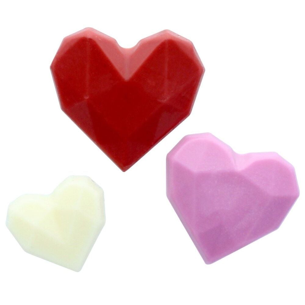 Candy Style Chocolate Geometric Hearts in 3 Sizes - Pack of 27
