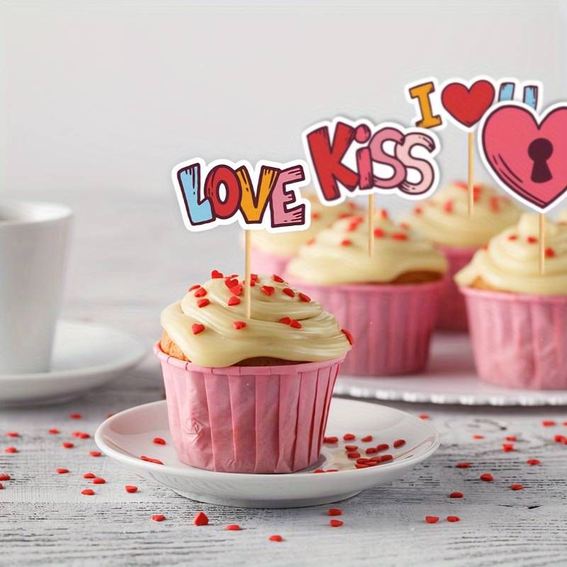 Valentine's Day Cupcake Pick Toppers (Set of 12) Assorted Designs