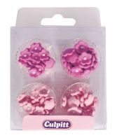 Mini Pink Flower Sugar Pipings x 100 - BB 23/03/24