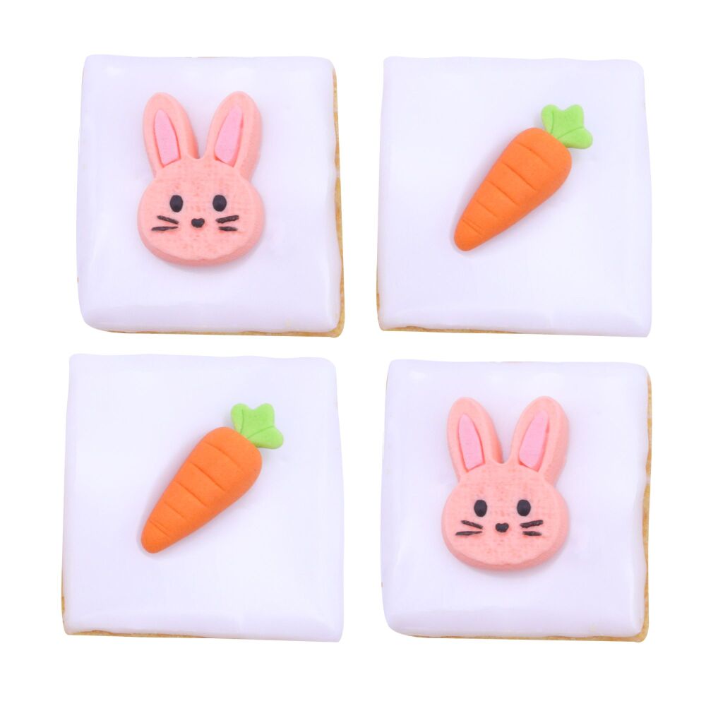 PME Edible Sugar Decorations -  Bunnies & Carrots (Pack of 12)
