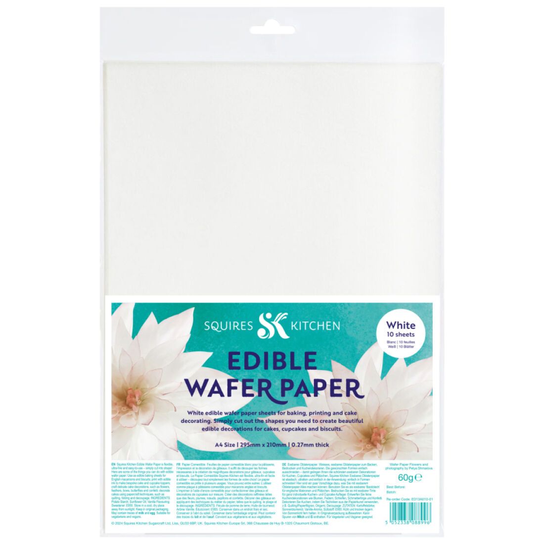 Squires Kitchen Edible Wafer Paper x 10 Sheets (WHITE)