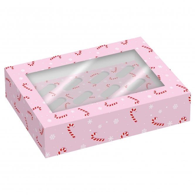 Candy Canes Cupcake Box - 12 Cupcakes (PACK OF 2 - DEEP 4")