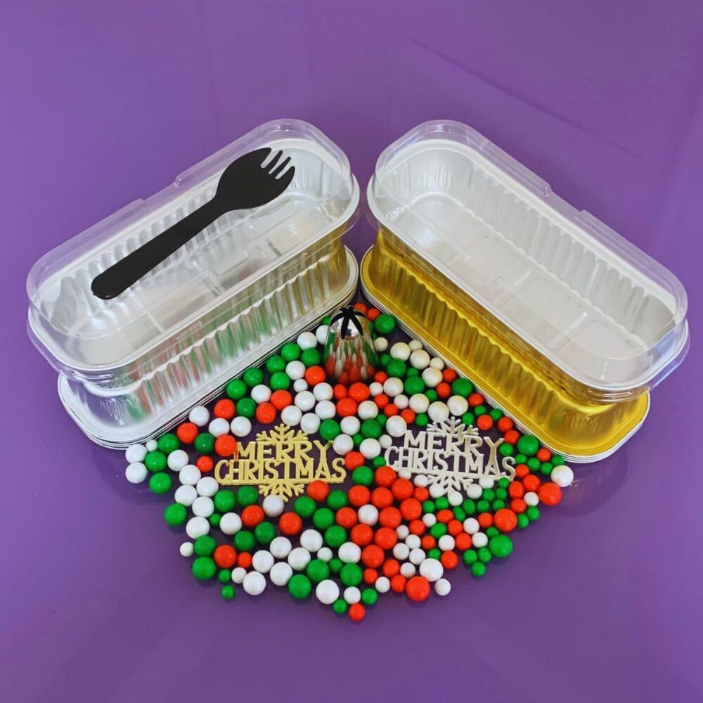 Purple Cupcakes Mini Loaf Tins with Lids (Pack of 5) - SILVER
