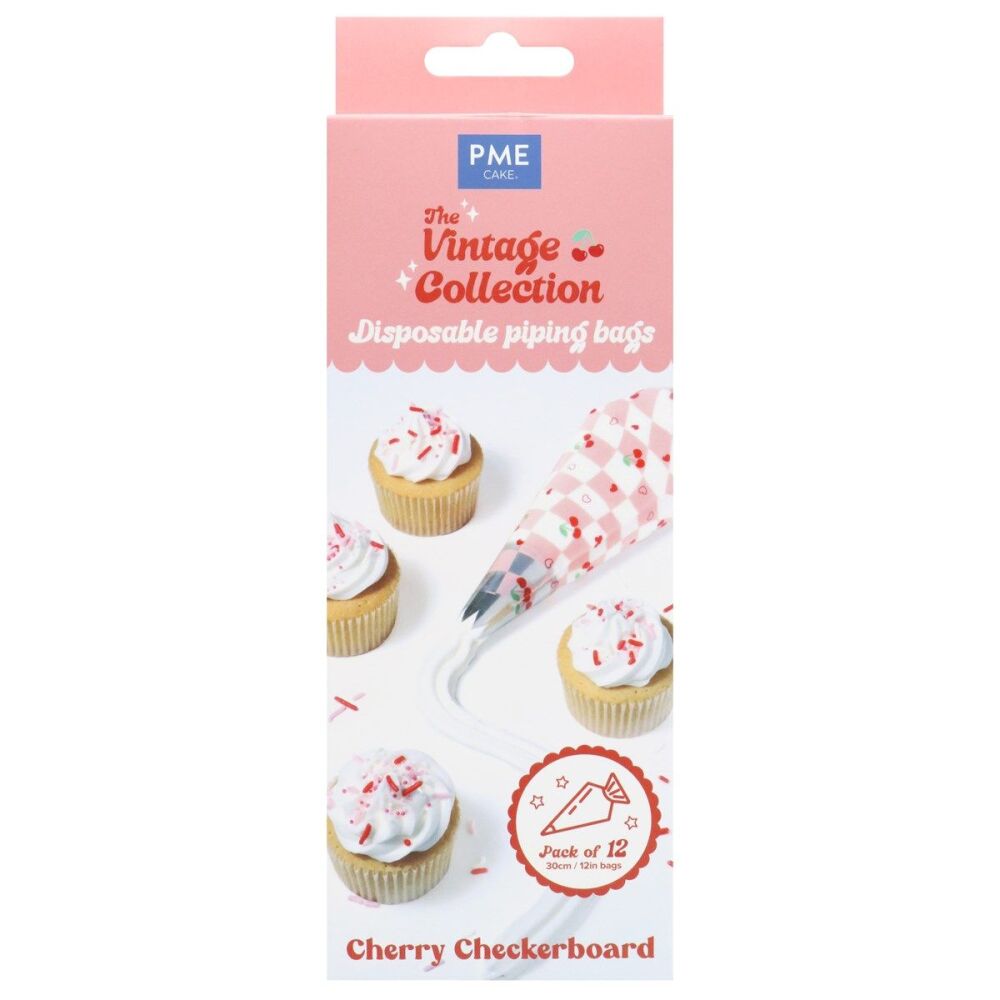 PME - Disposable Piping/Icing Bags Clear (Pack 12) - Cherry Checkerboard