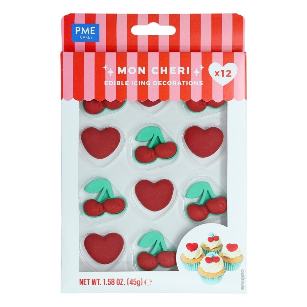 PME Edible Sugar Decorations -  Mon Cheri (Pack of 12)