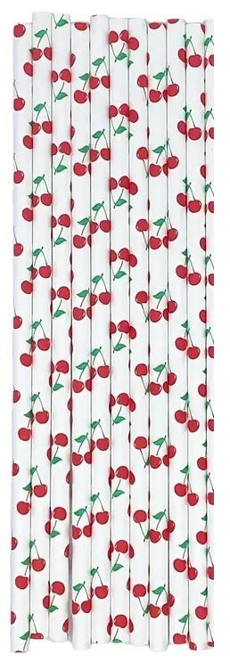 Purple Cupcakes - Paper Straws - CHERRIES (Pack of 10)