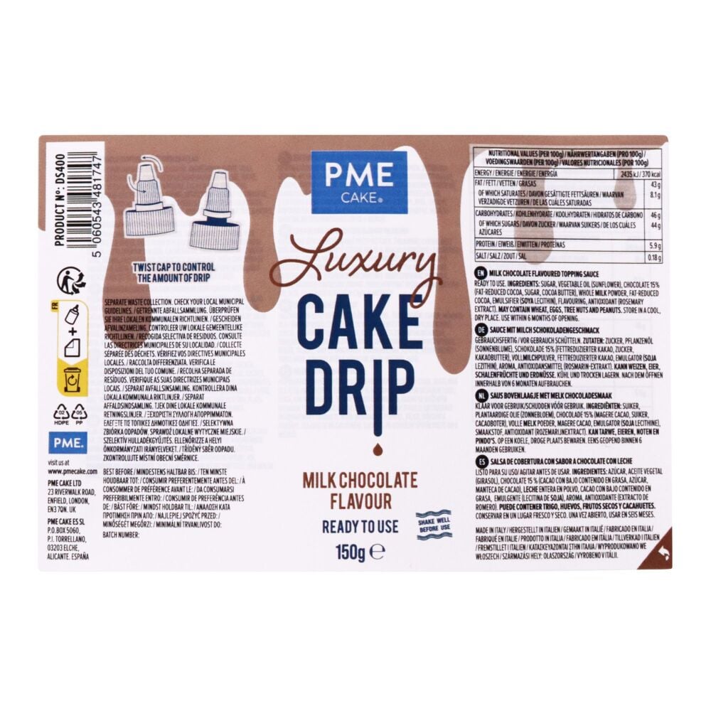 PME Luxury Cake Drip - Milk Chocolate - 150g