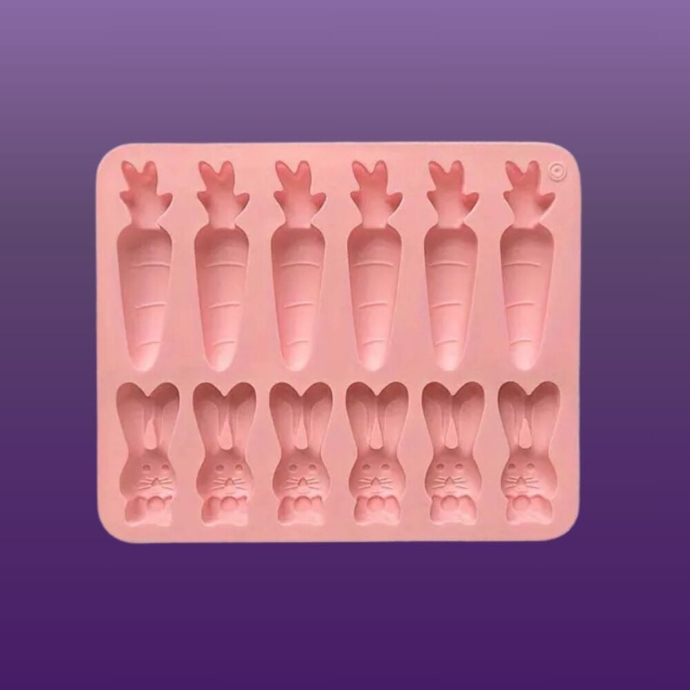 Purple Cupcakes - Silicone Rabbit & Carrot Mould (Choose Colour)