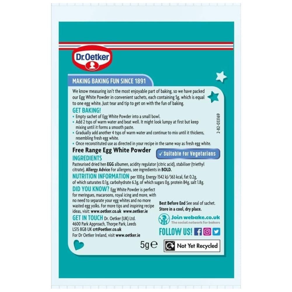 Dr. Oetker - Free Range Egg White Powder Sachets 5g (Pack of 4) - BB Sept 2025