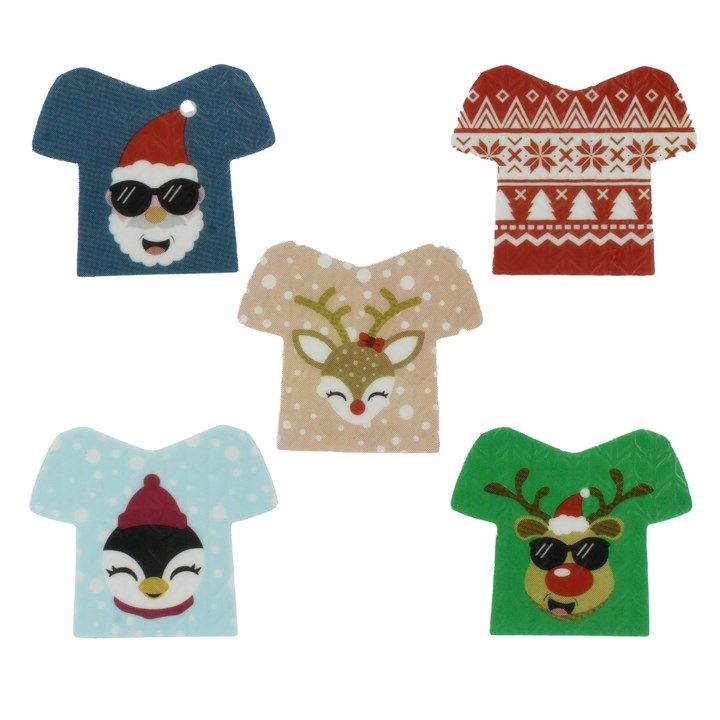 Edible Sugar Decorations - Christmas Knitted Jumpers (Pack of 10)