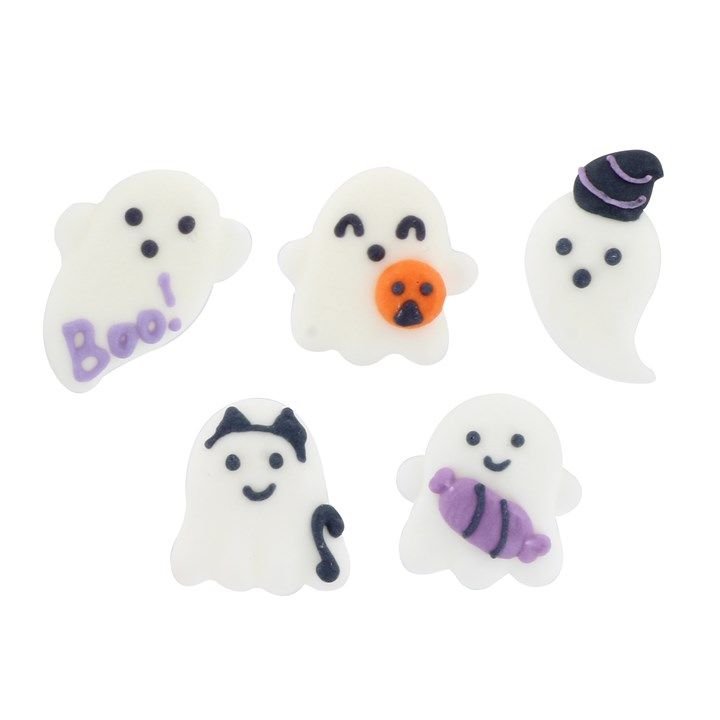 Edible Sugar Decorations - Halloween Ghost Pipings (Pack of 10)
