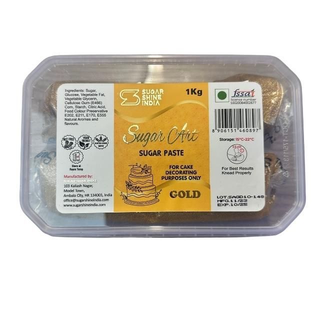 Magic Colours Sugar Art Sugarpaste (Fondant) 1kg - GOLD Glitter - BB Oct 2025