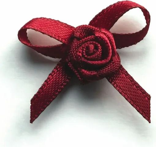 Ribbon Rose Centred Burgundy Bows - Pack of 6
