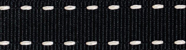 Ribbon: Stitched Grosgrain - Black & White - 15mm x 4mtrs