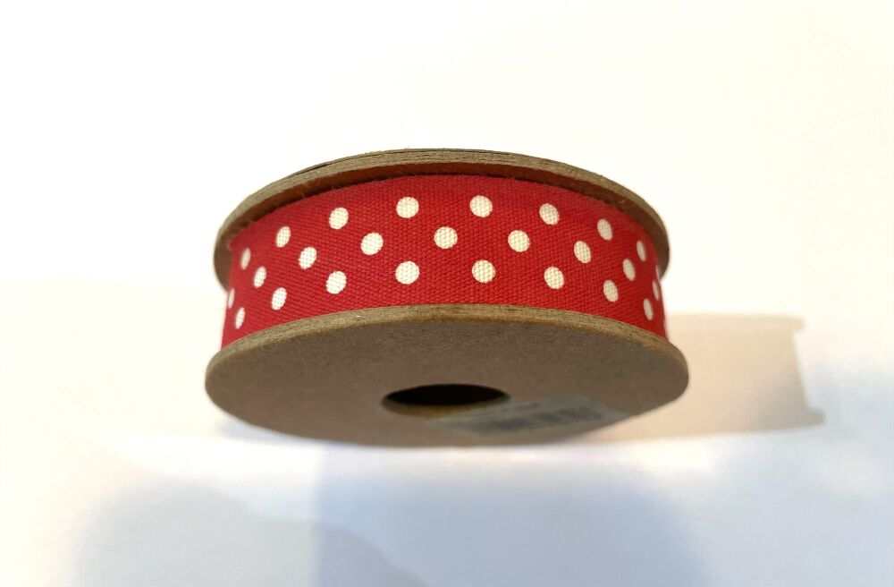 Polka Dot Fabric Ribbon 15mm wide x 3mtrs:  Red