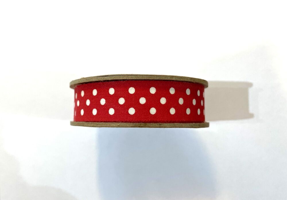 Polka Dot Fabric Ribbon 15mm wide x 3mtrs:  Red